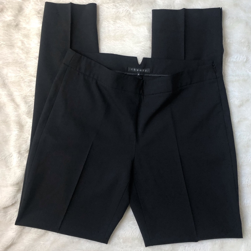 Theory SideZip Straight Black Stretch Wool 10
